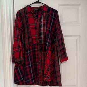 Zara Red and Black Plaid Mini Dress